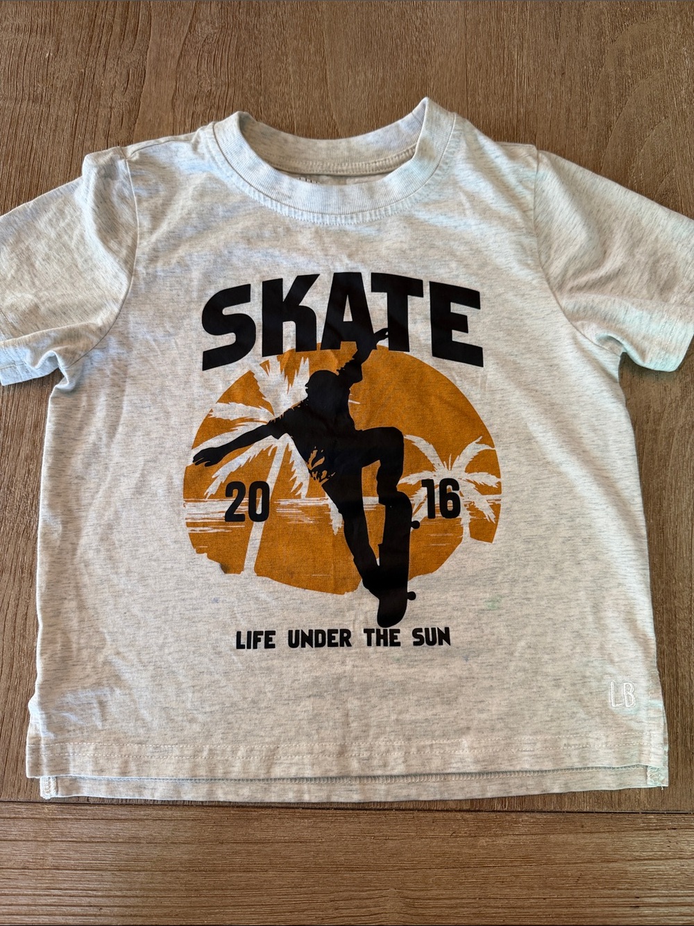 Little Bipsy Light Gray Tee with Orange & Black Skate Graphic